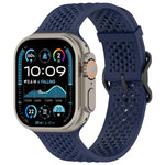 Bracelet de montre en silicone perforé et respirant, compatible avec Apple Watch 46 mm / 49 mm / 45 mm / 44 mm