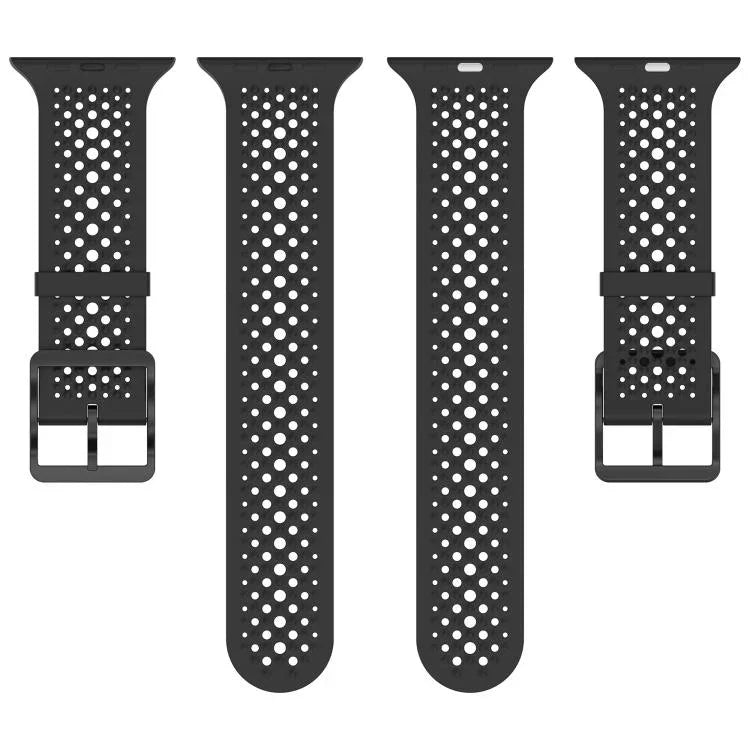 Bracelet de montre en silicone perforé et respirant, compatible avec Apple Watch 46 mm / 49 mm / 45 mm / 44 mm