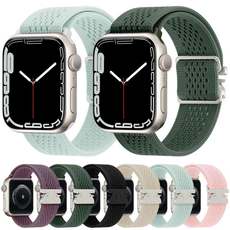 Bracelet de montre en nylon tricoté avec boucle parachute, compatible avec Apple Watch 46 mm / 49 mm / 45 mm / 44 mm et Apple Watch 42 mm / 41 mm / 40 mm / 38 mm.