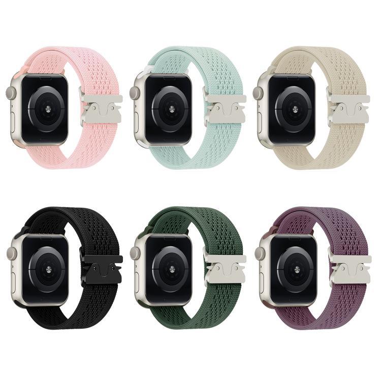 Bracelet de montre en nylon tricoté avec boucle parachute, compatible avec Apple Watch 46 mm / 49 mm / 45 mm / 44 mm et Apple Watch 42 mm / 41 mm / 40 mm / 38 mm.