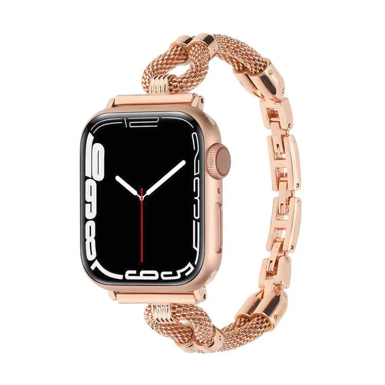 Bracelet de montre en métal et chaîne en cuivre, compatible avec Apple Watch 46 mm / 49 mm / 45 mm / 44 mm et Apple Watch 42 mm / 41 mm / 40 mm / 38 mm.
