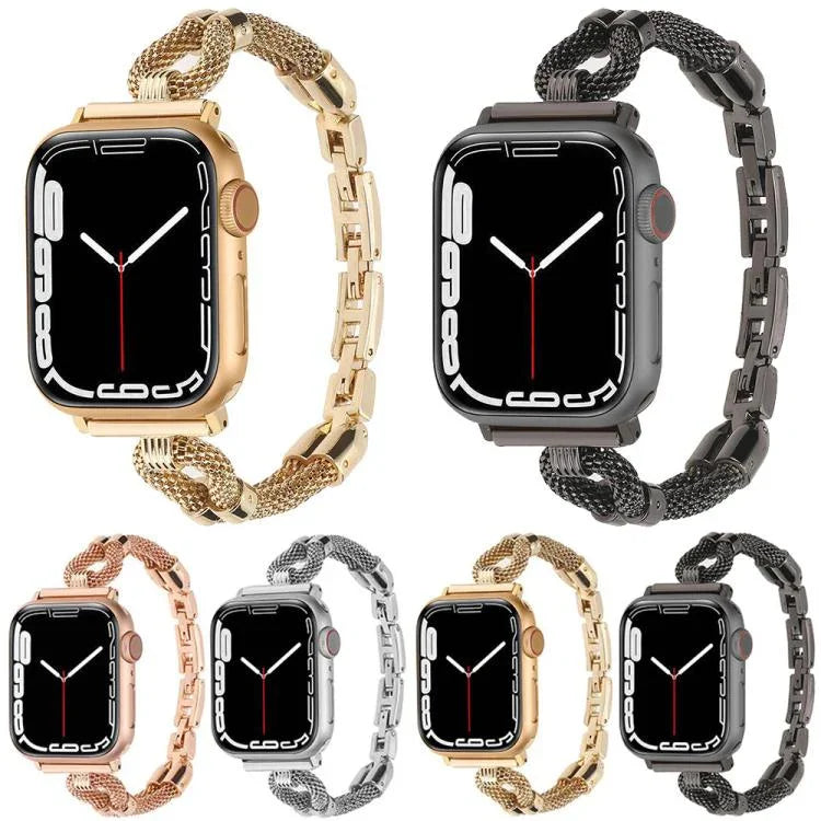 Bracelet de montre en métal et chaîne en cuivre, compatible avec Apple Watch 46 mm / 49 mm / 45 mm / 44 mm et Apple Watch 42 mm / 41 mm / 40 mm / 38 mm.