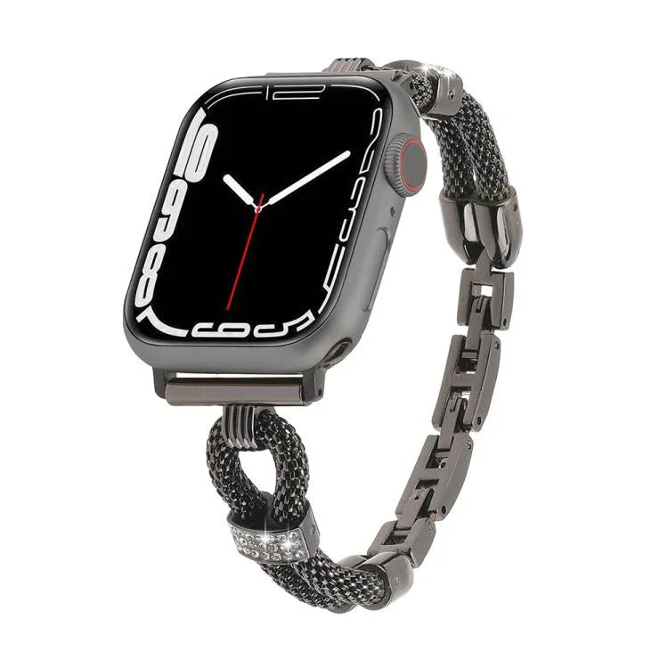 Bracelet de montre en métal avec chaîne en cuivre et diamants, compatible avec Apple Watch 46 mm / 49 mm / 45 mm / 44 mm et Apple Watch 42 mm / 41 mm / 40 mm / 38 mm.