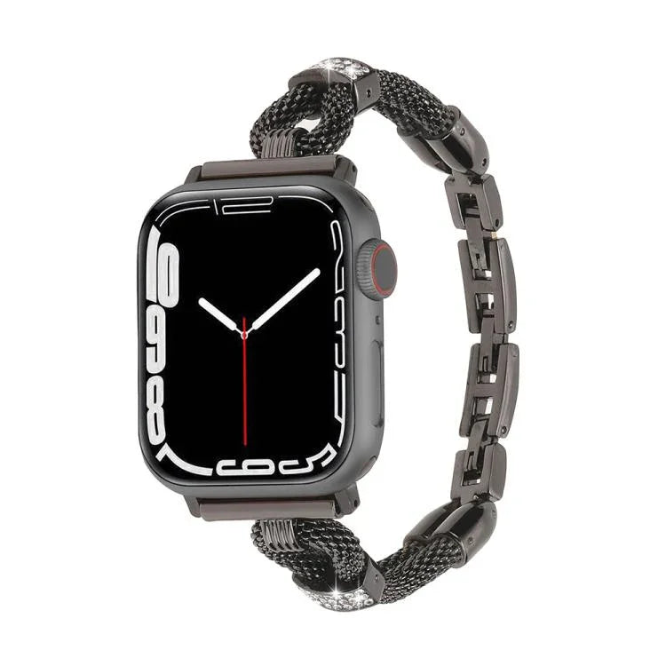 Bracelet de montre en métal avec chaîne en cuivre et diamants, compatible avec Apple Watch 46 mm / 49 mm / 45 mm / 44 mm et Apple Watch 42 mm / 41 mm / 40 mm / 38 mm.