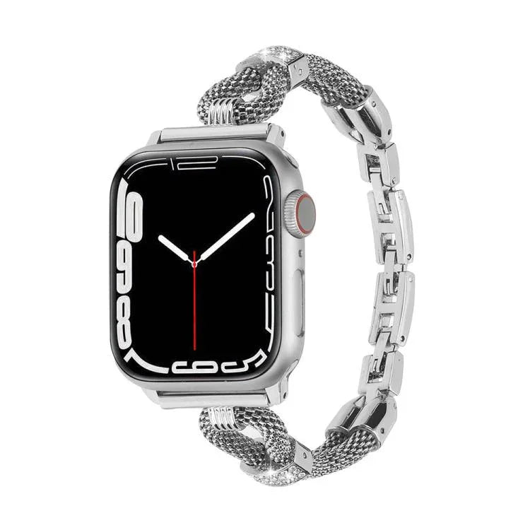 Bracelet de montre en métal avec chaîne en cuivre et diamants, compatible avec Apple Watch 46 mm / 49 mm / 45 mm / 44 mm et Apple Watch 42 mm / 41 mm / 40 mm / 38 mm.