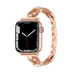 Bracelet de montre en métal avec chaîne en cuivre et diamants, compatible avec Apple Watch 46 mm / 49 mm / 45 mm / 44 mm et Apple Watch 42 mm / 41 mm / 40 mm / 38 mm.