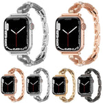 Bracelet de montre en métal avec chaîne en cuivre et diamants, compatible avec Apple Watch 46 mm / 49 mm / 45 mm / 44 mm et Apple Watch 42 mm / 41 mm / 40 mm / 38 mm.