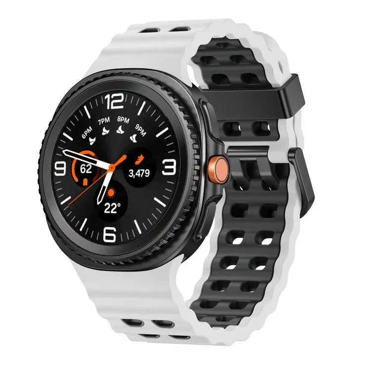 Bracelet de montre en silicone bicolore à boucle à dégagement rapide style océan, pour Samsung Galaxy Watch8 / Watch8 Classic