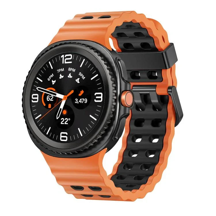 Bracelet de montre en silicone bicolore à boucle à dégagement rapide style océan, pour Samsung Galaxy Watch8 / Watch8 Classic