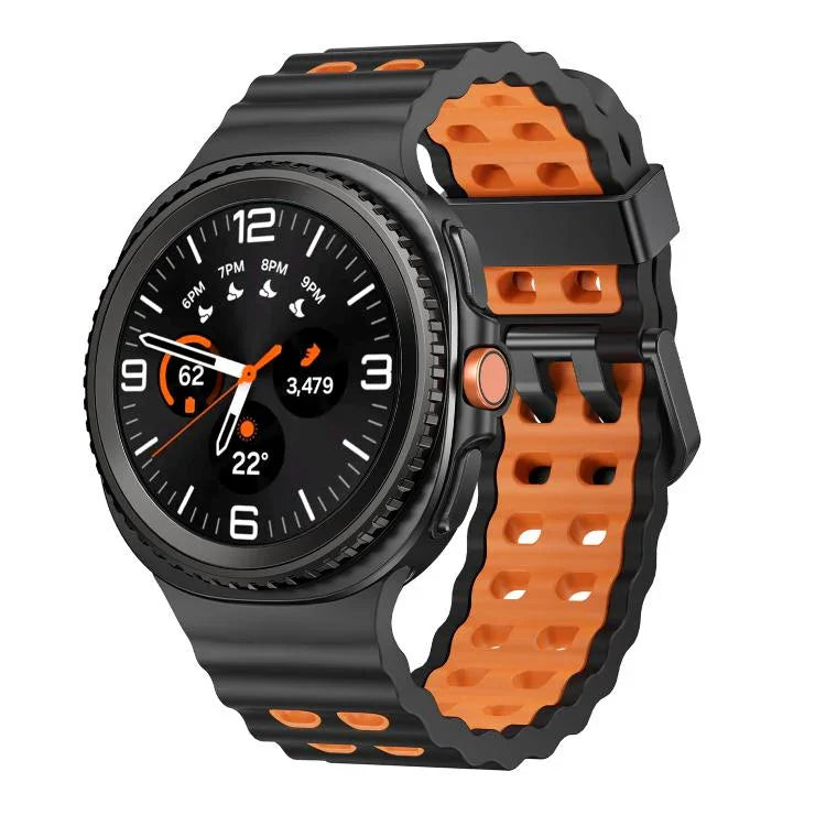Bracelet de montre en silicone bicolore à boucle à dégagement rapide style océan, pour Samsung Galaxy Watch8 / Watch8 Classic