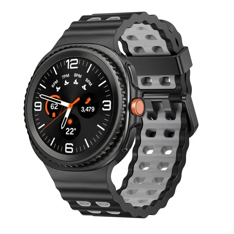 Bracelet de montre en silicone bicolore à boucle à dégagement rapide style océan, pour Samsung Galaxy Watch8 / Watch8 Classic
