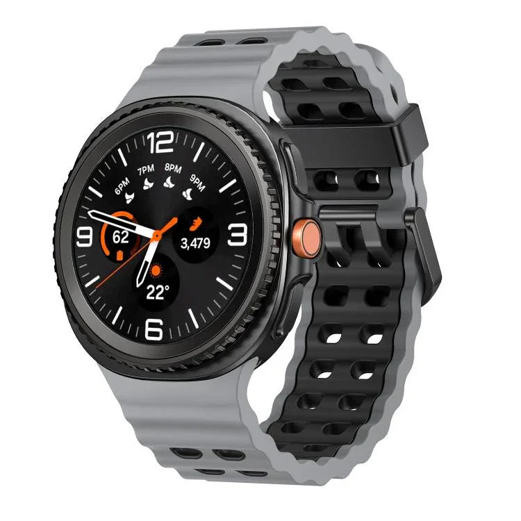 Bracelet de montre en silicone bicolore à boucle à dégagement rapide style océan, pour Samsung Galaxy Watch8 / Watch8 Classic