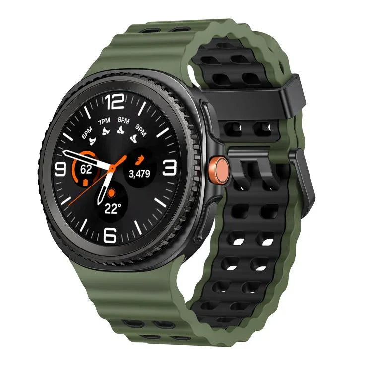 Bracelet de montre en silicone bicolore à boucle à dégagement rapide style océan, pour Samsung Galaxy Watch8 / Watch8 Classic