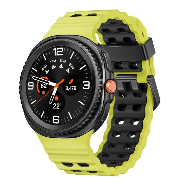 Bracelet de montre en silicone bicolore à boucle à dégagement rapide style océan, pour Samsung Galaxy Watch8 / Watch8 Classic