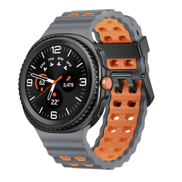 Bracelet de montre en silicone bicolore à boucle à dégagement rapide style océan, pour Samsung Galaxy Watch8 / Watch8 Classic