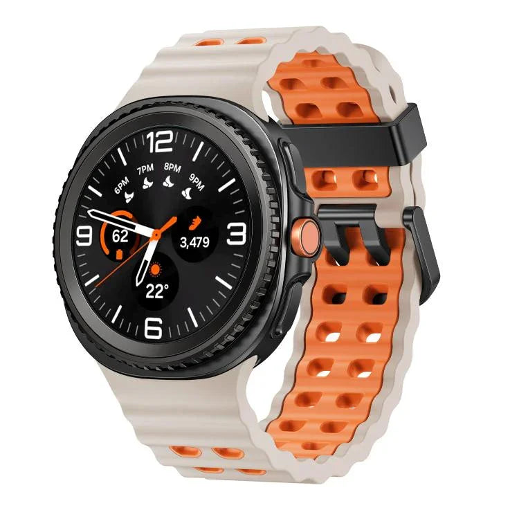 Bracelet de montre en silicone bicolore à boucle à dégagement rapide style océan, pour Samsung Galaxy Watch8 / Watch8 Classic