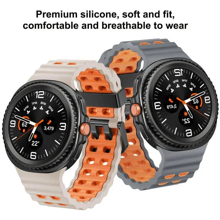 Bracelet de montre en silicone bicolore à boucle à dégagement rapide style océan, pour Samsung Galaxy Watch8 / Watch8 Classic