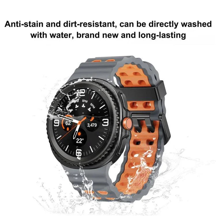 Bracelet de montre en silicone bicolore à boucle à dégagement rapide style océan, pour Samsung Galaxy Watch8 / Watch8 Classic