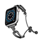 Bracelet de montre en alliage de zinc à motif diamant en forme de U, compatible avec Apple Watch 46 mm / 49 mm / 45 mm / 44 mm et Apple Watch 42 mm / 41 mm / 40 mm / 38 mm.