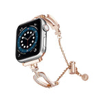 Bracelet de montre en alliage de zinc à motif diamant en forme de U, compatible avec Apple Watch 46 mm / 49 mm / 45 mm / 44 mm et Apple Watch 42 mm / 41 mm / 40 mm / 38 mm.