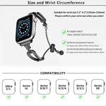 Bracelet de montre en alliage de zinc à motif diamant en forme de U, compatible avec Apple Watch 46 mm / 49 mm / 45 mm / 44 mm et Apple Watch 42 mm / 41 mm / 40 mm / 38 mm.