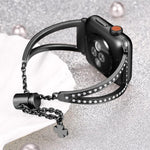 Bracelet de montre en alliage de zinc à motif diamant en forme de V, compatible avec les Apple Watch 46 mm / 49 mm / 45 mm / 44 mm et 42 mm / 41 mm / 40 mm / 38 mm.