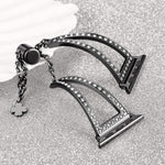 Bracelet de montre en alliage de zinc à motif diamant en forme de V, compatible avec les Apple Watch 46 mm / 49 mm / 45 mm / 44 mm et 42 mm / 41 mm / 40 mm / 38 mm.