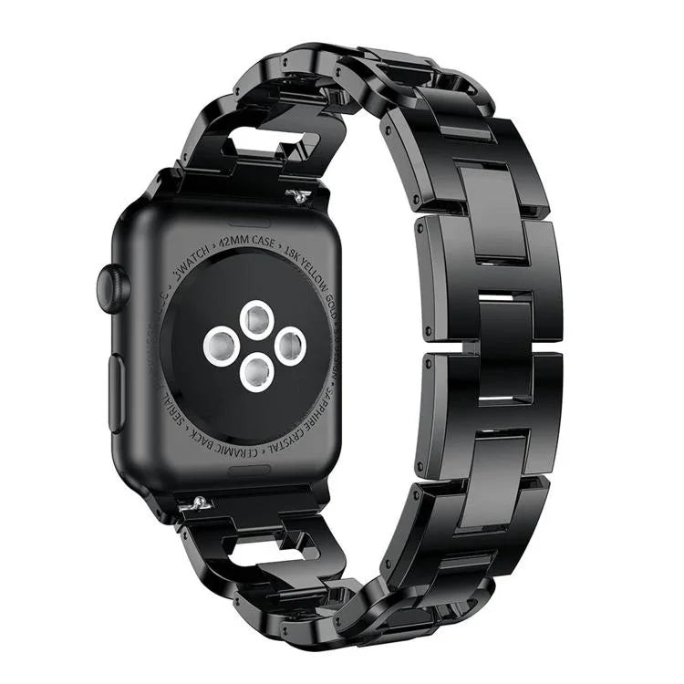 Bracelet de montre carré en alliage de zinc à motif diamant, compatible avec Apple Watch 46 mm / 49 mm / 45 mm / 44 mm et Apple Watch 42 mm / 41 mm / 40 mm / 38 mm.