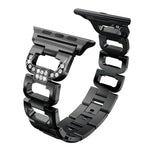 Bracelet de montre carré en alliage de zinc à motif diamant, compatible avec Apple Watch 46 mm / 49 mm / 45 mm / 44 mm et Apple Watch 42 mm / 41 mm / 40 mm / 38 mm.