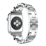Bracelet de montre carré en alliage de zinc à motif diamant, compatible avec Apple Watch 46 mm / 49 mm / 45 mm / 44 mm et Apple Watch 42 mm / 41 mm / 40 mm / 38 mm.