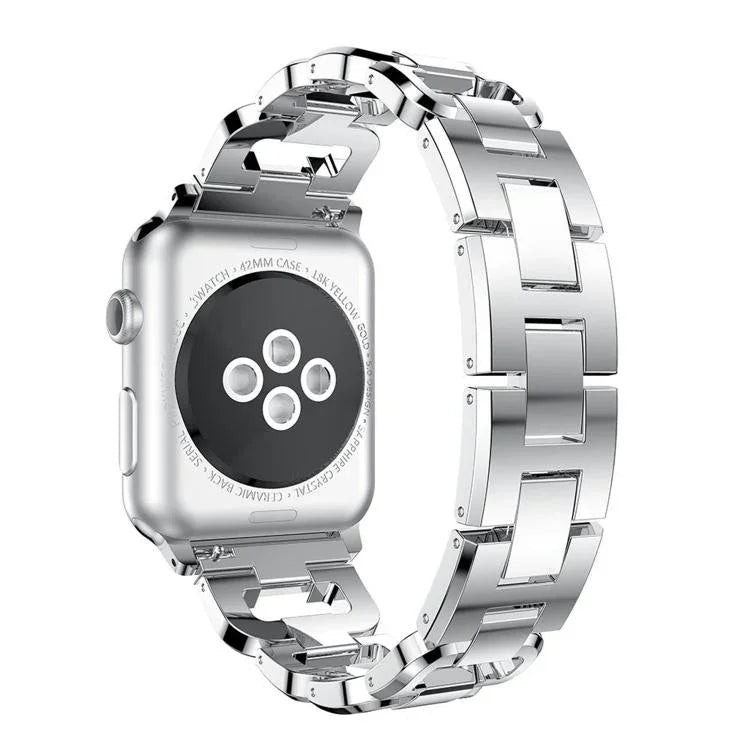 Bracelet de montre carré en alliage de zinc à motif diamant, compatible avec Apple Watch 46 mm / 49 mm / 45 mm / 44 mm et Apple Watch 42 mm / 41 mm / 40 mm / 38 mm.
