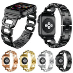 Bracelet de montre carré en alliage de zinc à motif diamant, compatible avec Apple Watch 46 mm / 49 mm / 45 mm / 44 mm et Apple Watch 42 mm / 41 mm / 40 mm / 38 mm.