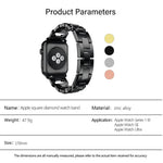 Bracelet de montre carré en alliage de zinc à motif diamant, compatible avec Apple Watch 46 mm / 49 mm / 45 mm / 44 mm et Apple Watch 42 mm / 41 mm / 40 mm / 38 mm.