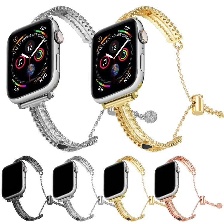 Bracelet de montre White Stone Love en alliage de zinc, compatible avec Apple Watch 46 mm / 49 mm / 45 mm / 44 mm et Apple Watch 42 mm / 41 mm / 40 mm / 38 mm.