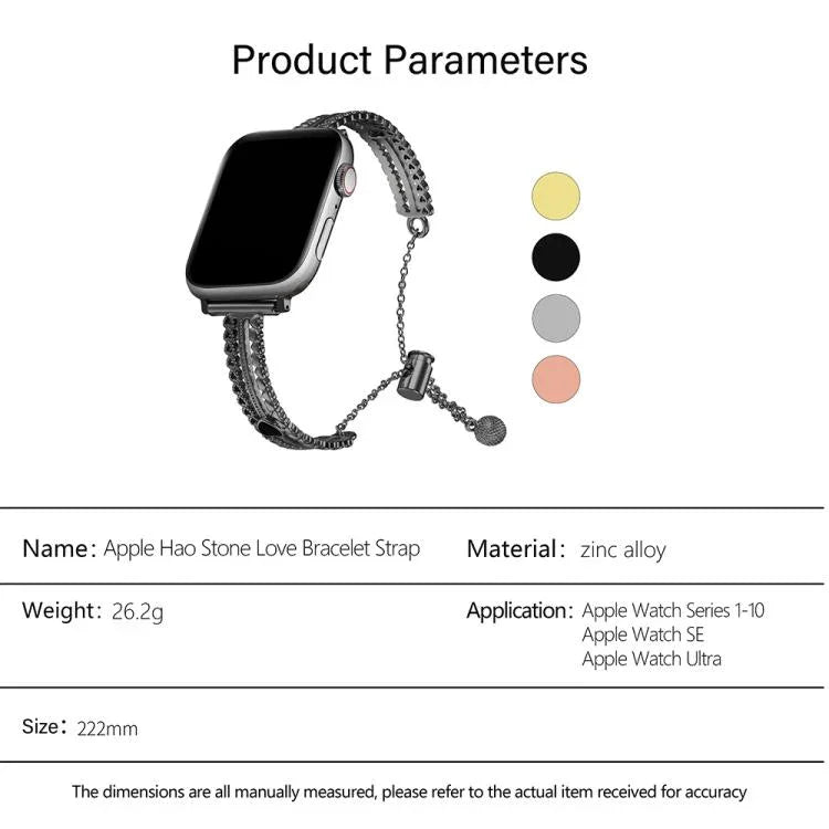 Bracelet de montre White Stone Love en alliage de zinc, compatible avec Apple Watch 46 mm / 49 mm / 45 mm / 44 mm et Apple Watch 42 mm / 41 mm / 40 mm / 38 mm.