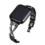 Bracelet de montre en alliage de zinc à motif diamant croisé, compatible avec les Apple Watch 46 mm / 49 mm / 45 mm / 44 mm et 42 mm / 41 mm / 40 mm / 38 mm.
