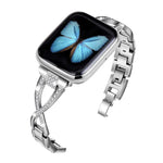 Bracelet de montre en alliage de zinc à motif diamant croisé, compatible avec les Apple Watch 46 mm / 49 mm / 45 mm / 44 mm et 42 mm / 41 mm / 40 mm / 38 mm.