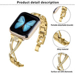 Bracelet de montre en alliage de zinc à motif diamant croisé, compatible avec les Apple Watch 46 mm / 49 mm / 45 mm / 44 mm et 42 mm / 41 mm / 40 mm / 38 mm.