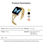 Bracelet de montre en alliage de zinc à motif diamant croisé, compatible avec les Apple Watch 46 mm / 49 mm / 45 mm / 44 mm et 42 mm / 41 mm / 40 mm / 38 mm.