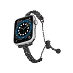 Bracelet de montre tressé en alliage de zinc brillant, compatible avec Apple Watch 46 mm / 49 mm / 45 mm / 44 mm et Apple Watch 42 mm / 41 mm / 40 mm / 38 mm.