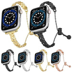 Bracelet de montre tressé en alliage de zinc brillant, compatible avec Apple Watch 46 mm / 49 mm / 45 mm / 44 mm et Apple Watch 42 mm / 41 mm / 40 mm / 38 mm.