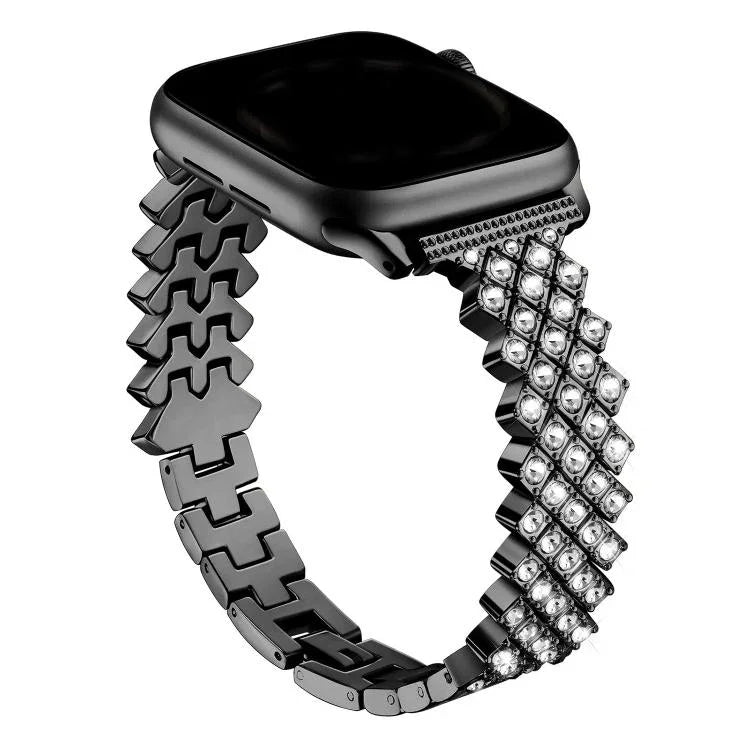 Bracelet de montre en alliage de zinc à motif losanges, compatible avec Apple Watch 46 mm / 49 mm / 45 mm / 44 mm et Apple Watch 42 mm / 41 mm / 40 mm / 38 mm.