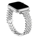 Bracelet de montre en alliage de zinc à motif losanges, compatible avec Apple Watch 46 mm / 49 mm / 45 mm / 44 mm et Apple Watch 42 mm / 41 mm / 40 mm / 38 mm.