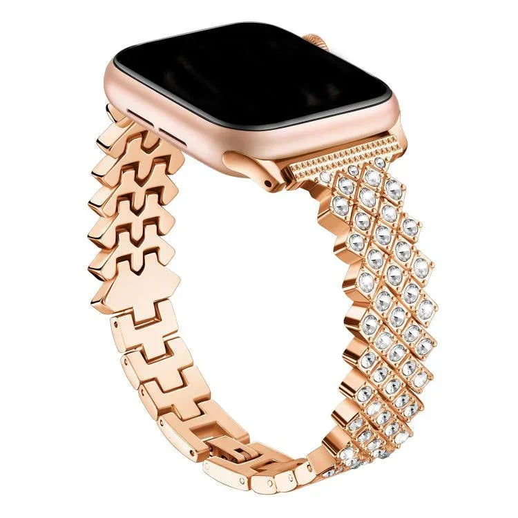Bracelet de montre en alliage de zinc à motif losanges, compatible avec Apple Watch 46 mm / 49 mm / 45 mm / 44 mm et Apple Watch 42 mm / 41 mm / 40 mm / 38 mm.