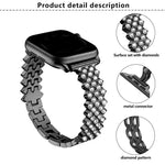 Bracelet de montre en alliage de zinc à motif losanges, compatible avec Apple Watch 46 mm / 49 mm / 45 mm / 44 mm et Apple Watch 42 mm / 41 mm / 40 mm / 38 mm.