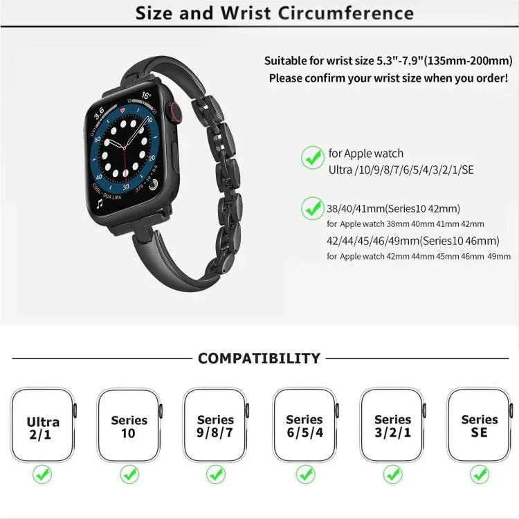 Bracelet de montre en alliage de zinc, compatible avec Apple Watch 46 mm / 49 mm / 45 mm / 44 mm et Apple Watch 42 mm / 41 mm / 40 mm / 38 mm.