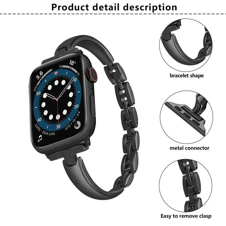 Bracelet de montre en alliage de zinc, compatible avec Apple Watch 46 mm / 49 mm / 45 mm / 44 mm et Apple Watch 42 mm / 41 mm / 40 mm / 38 mm.