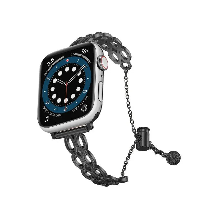 Bracelet de montre à double anneau en alliage de zinc, compatible avec Apple Watch 46 mm / 49 mm / 45 mm / 44 mm et Apple Watch 42 mm / 41 mm / 40 mm / 38 mm.