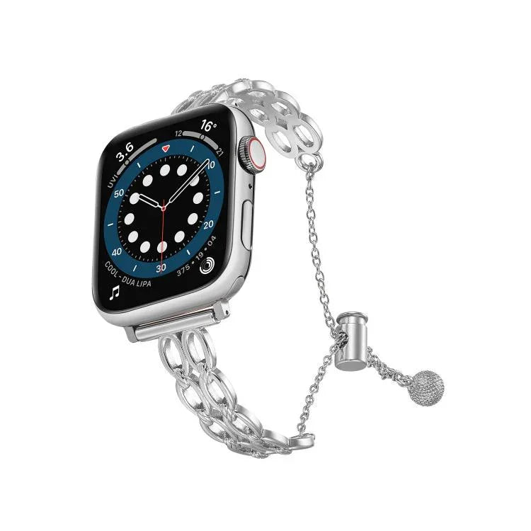 Bracelet de montre à double anneau en alliage de zinc, compatible avec Apple Watch 46 mm / 49 mm / 45 mm / 44 mm et Apple Watch 42 mm / 41 mm / 40 mm / 38 mm.