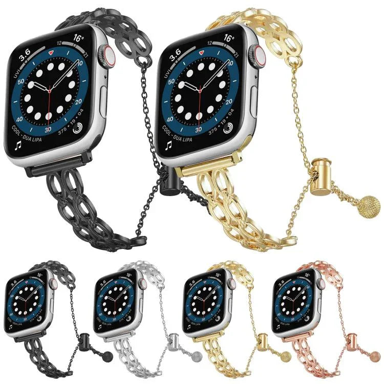 Bracelet de montre à double anneau en alliage de zinc, compatible avec Apple Watch 46 mm / 49 mm / 45 mm / 44 mm et Apple Watch 42 mm / 41 mm / 40 mm / 38 mm.